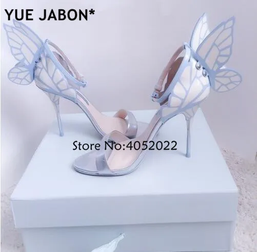 picture 19 Yue jabon/великолепные разноцветные босоножки на высоком каблуке-шпильке с бабочкой; пикантные модные туфли-лодочки с открытым носком; летние туфли с крыльями ангела - Цвет: picture 19