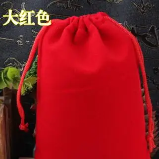 50 шт./лот 10x20 см прямоугольник черный/красный/розовый/синий/коричневый Шнурок Бархатный Мешок Рождественский подарок упаковка сумки может напечатать логотип - Цвет: Красный
