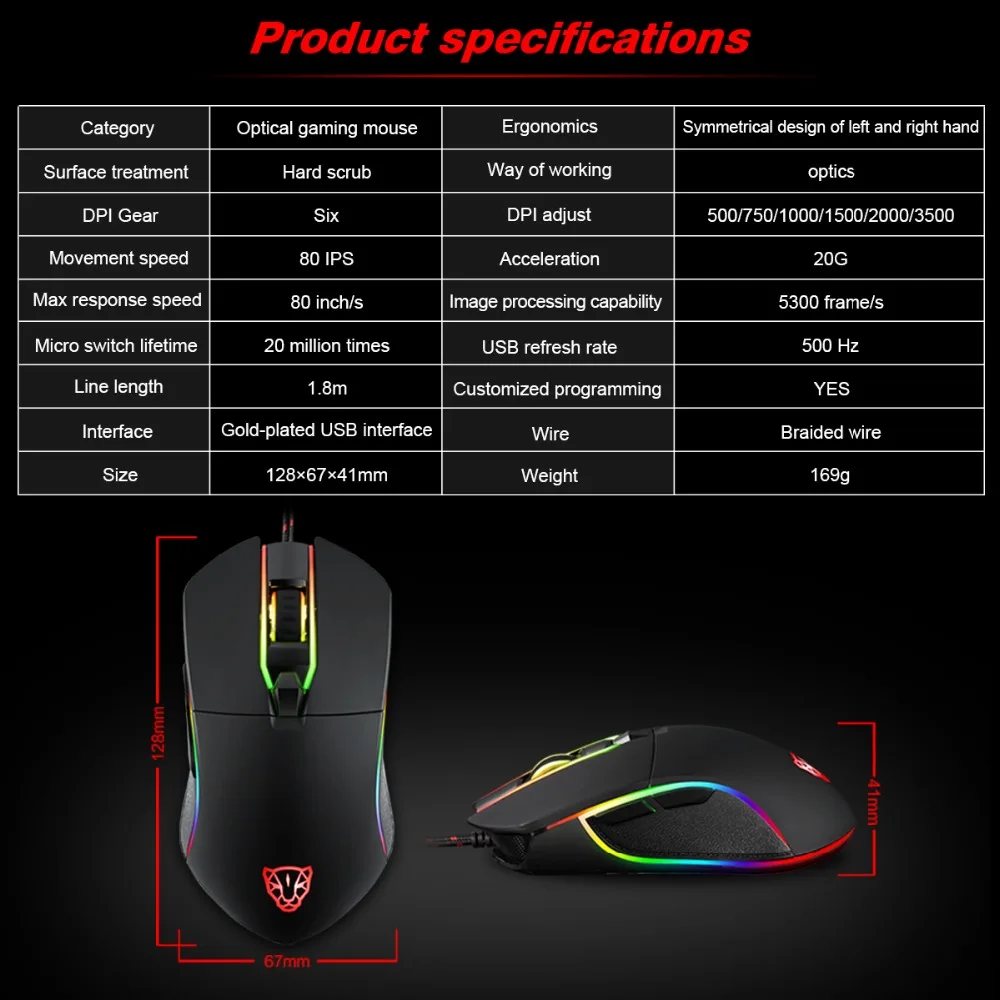 Motospeed V30 Game Ergonomic Gaming Mouse Gamer Mause Wired With Backlight For Laptop PC Computer RGB Optical Raton Rato Player |