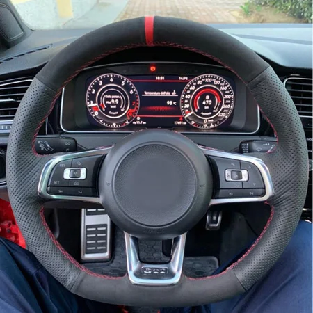 Style2 HuiER DIY ручной пошив чехол рулевого колеса автомобиля замша кожа для Volkswagen Golf 7 GTI Golf R MK7 VW Polo GTI Scirocco - Название цвета: Style2