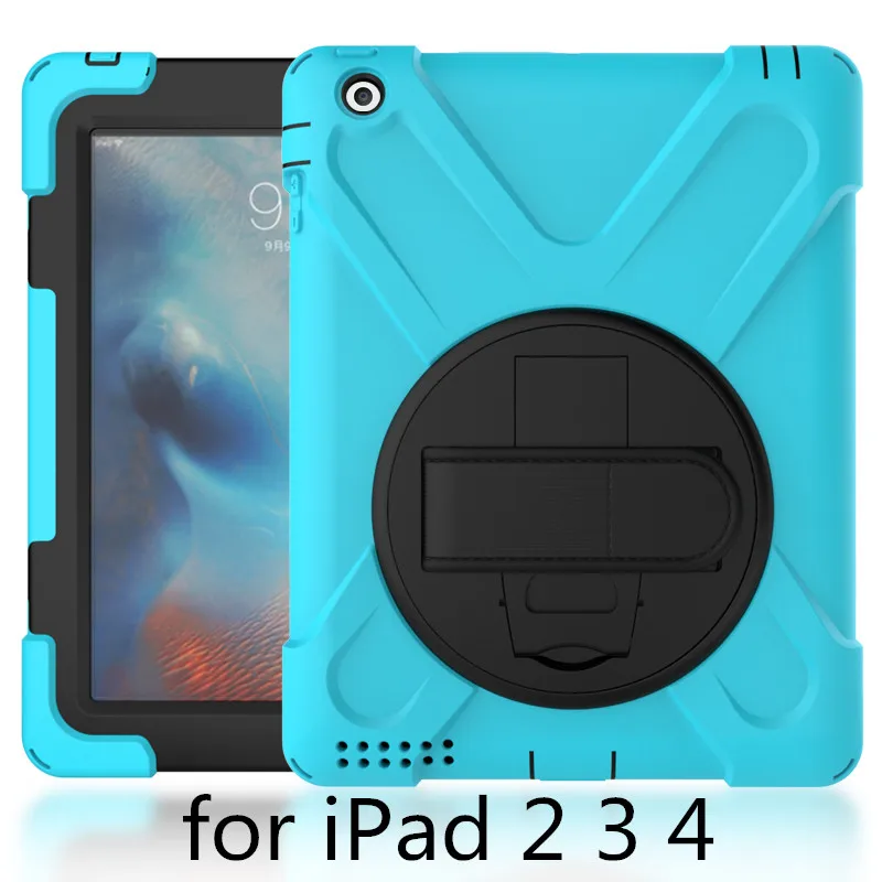 Light blue-Hai D-234 Чехол для Apple ipad 2 3 4, ZAIWJ Safe Kids Armor At Мягкий противоударный силиконовый+ жесткий чехол для ipad 4/3/2 - Цвет: Light blue-Hai D-234