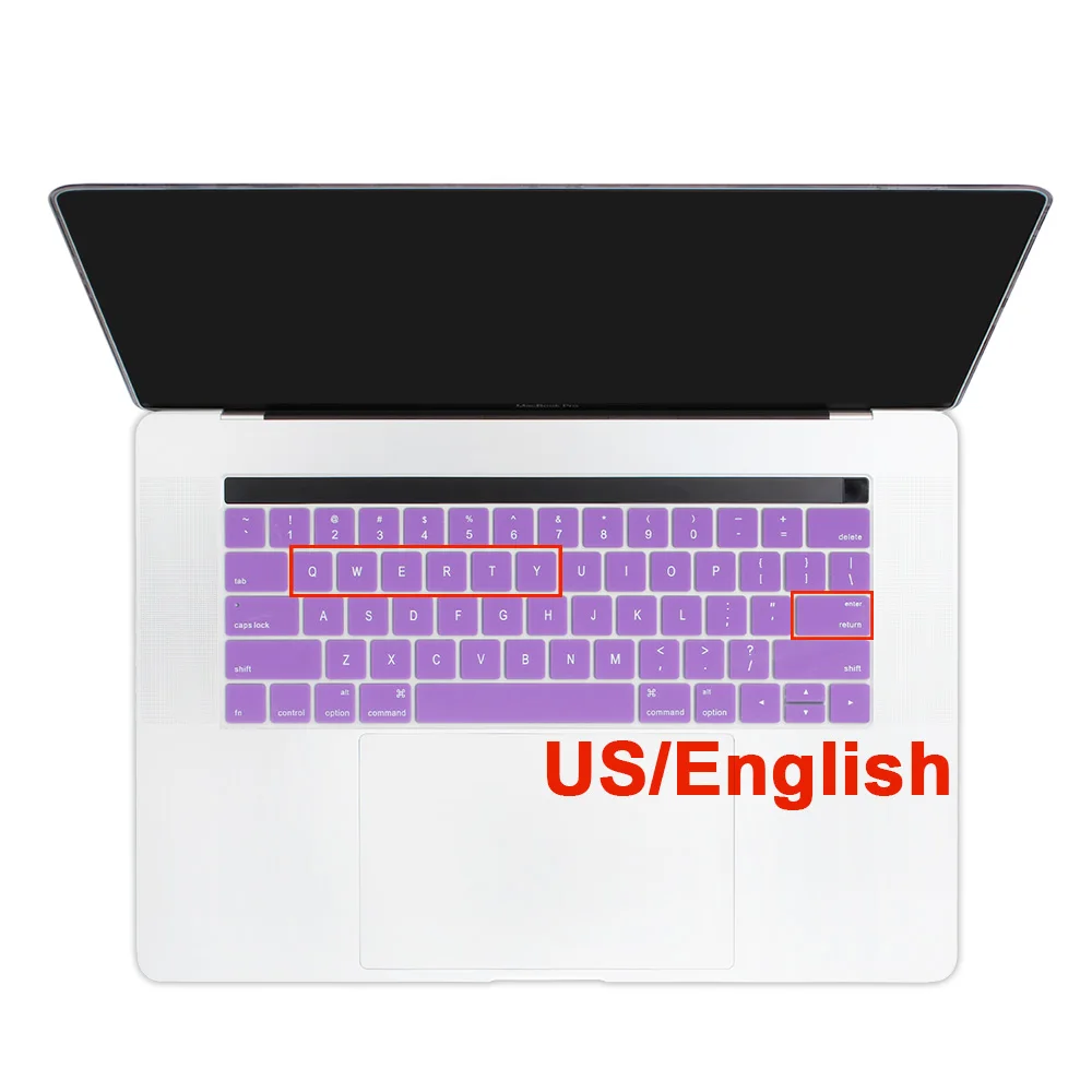 Purple Для Macbook Pro 13 15 13,3 15,6 Сенсорная панель A1706 A1707 A1989 A1990 A2159 английская Клавиатура США защитная накладка - Цвет: Purple