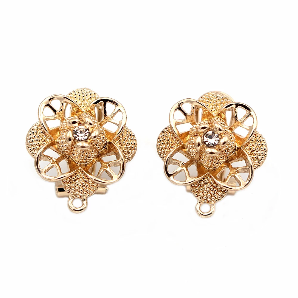 Серьги пост с петля вешалка проложили чешские камни филигранный цветок база DIY