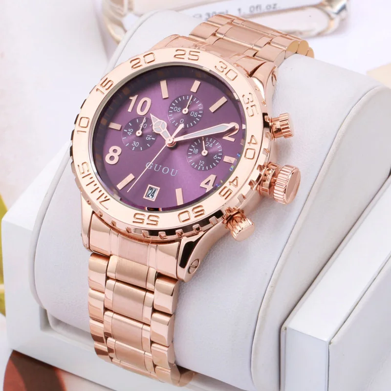 Часы наручные GUOU Мужские кварцевые роскошные брендовые водонепроницаемые