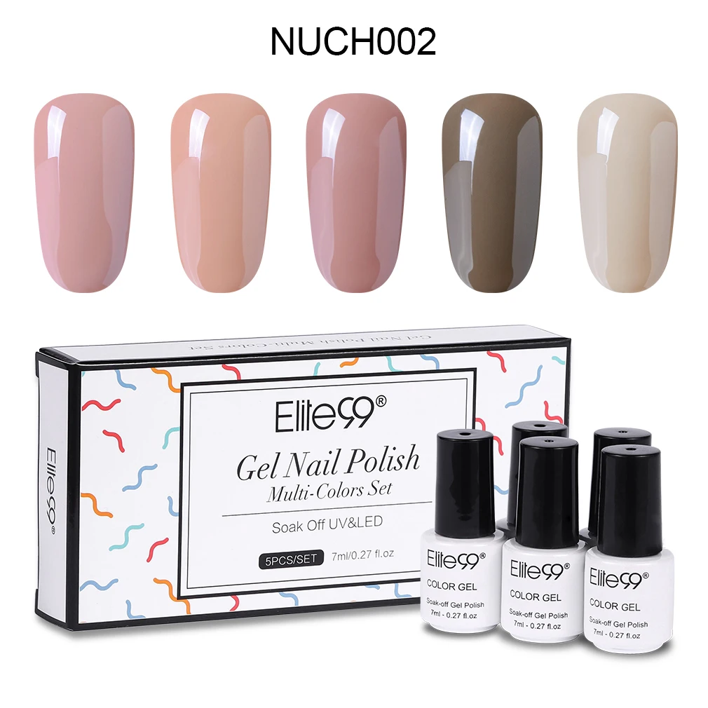 NUCH002 Elite99, 5 шт./лот, Гель-лак телесного цвета с подарочной коробкой, 7 мл, Полуперманентная эмаль, УФ-гель, впитывающий гель для лака для ногтей - Цвет: NUCH002