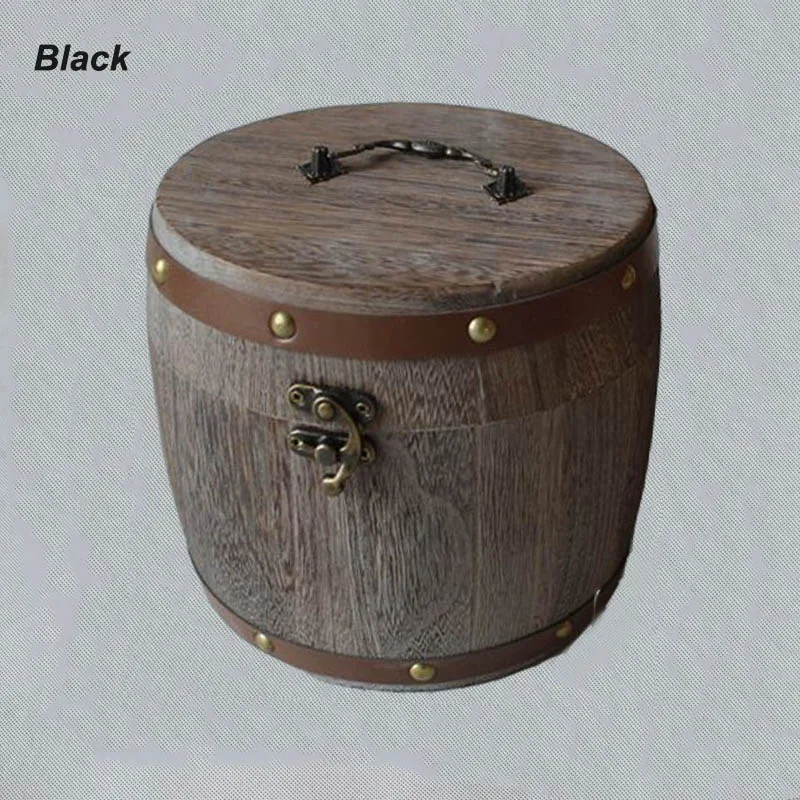 black EASONOV 16X15,5 см винтажная круглая деревянная коробка деревянная кофейная Бочкообразная упаковка коробка ремесло деревянное ведро - Цвет: black
