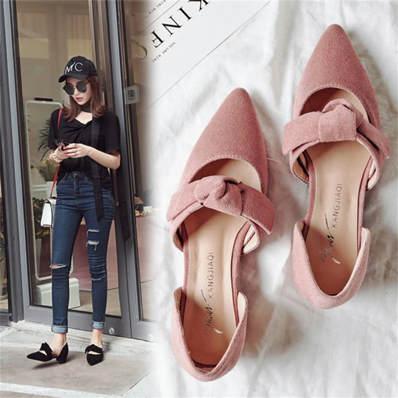 Женские сандалии из флока на высоком каблуке с бантом шнурках острым носком|heels