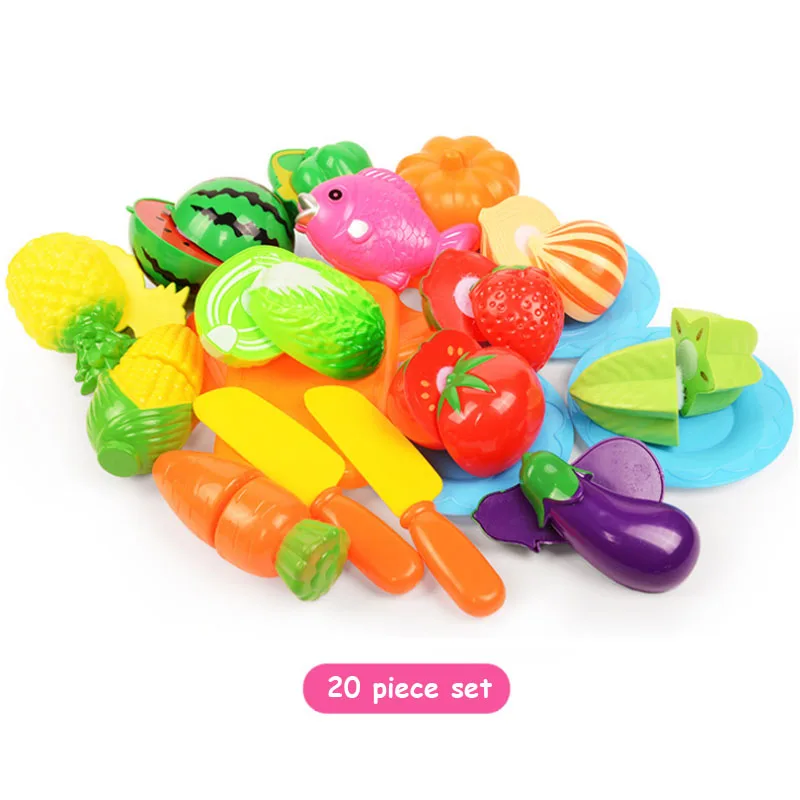 20PCS 6/10/13/18 шт./компл. овощи Игрушки для развития и обучающие игрушки для ребенка цвет случайный surwish пластиковые фрукты овощи игрушки - Цвет: 20PCS