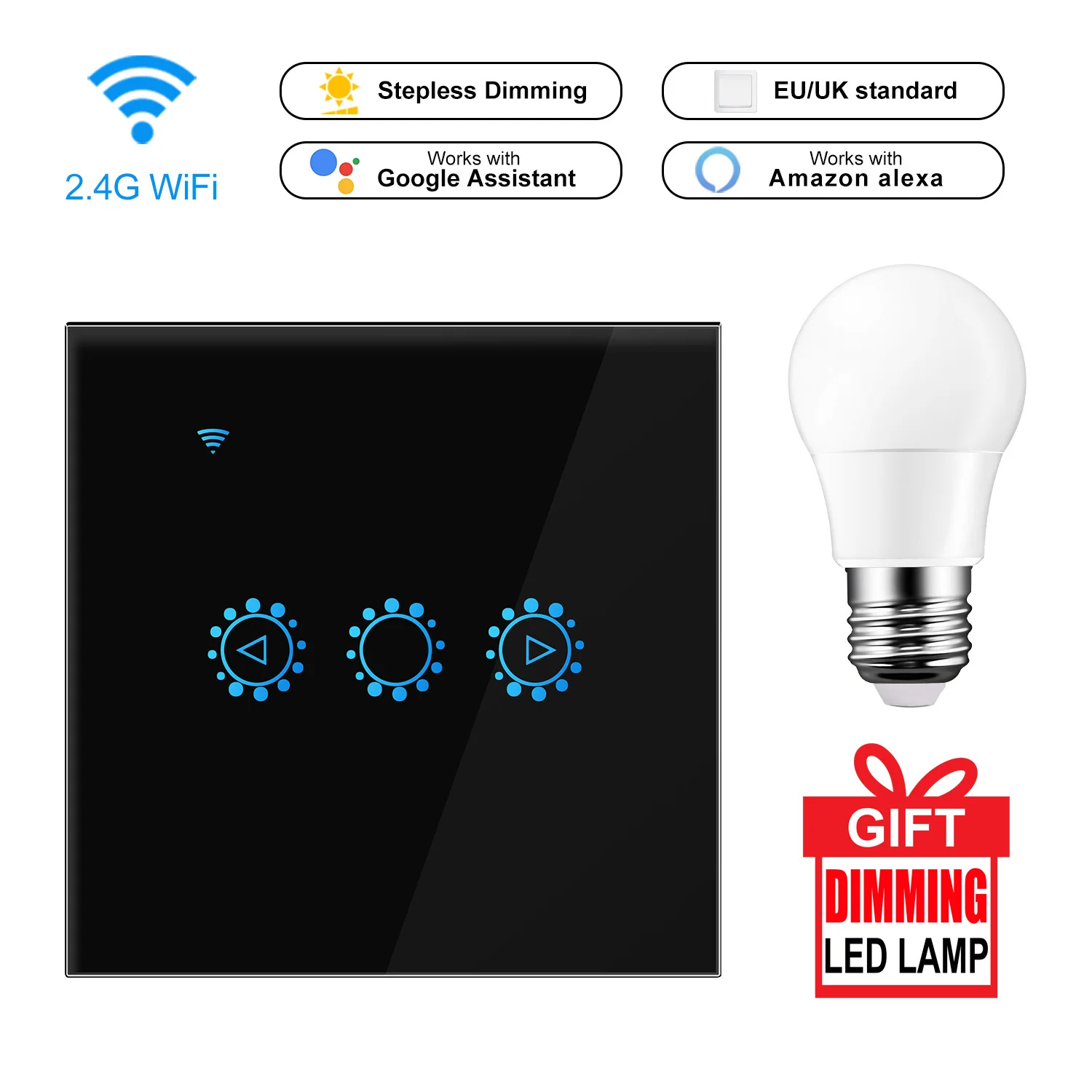 

Led Dimmer 220V/110V Smart Wifi Dimmer Switch Touch Light Switch With Bulb Work With Amazon Alexa Google Assistant Ewelink