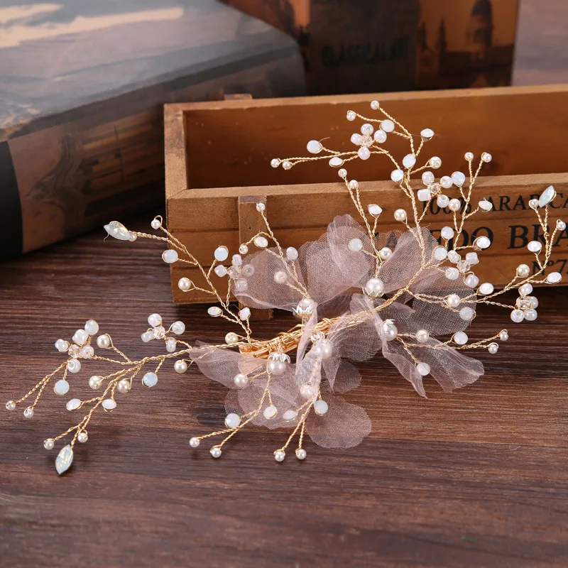 Заколки для волос невесты розовые цветы ручной работы украшения на свадьбу |