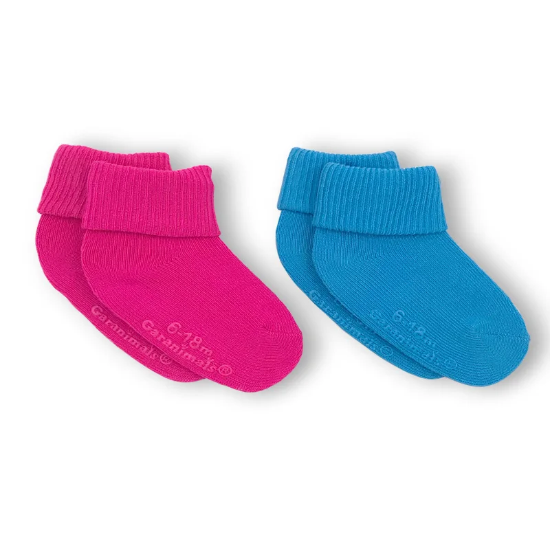 Rose and Blue Носки для малышей, 2 пар/уп., хлопковые одноцветные нескользящие носки, Новые брендовые длинные носки на осень и зиму, для маленьких девочек и мальчиков 0-5 лет - Цвет: Rose and Blue