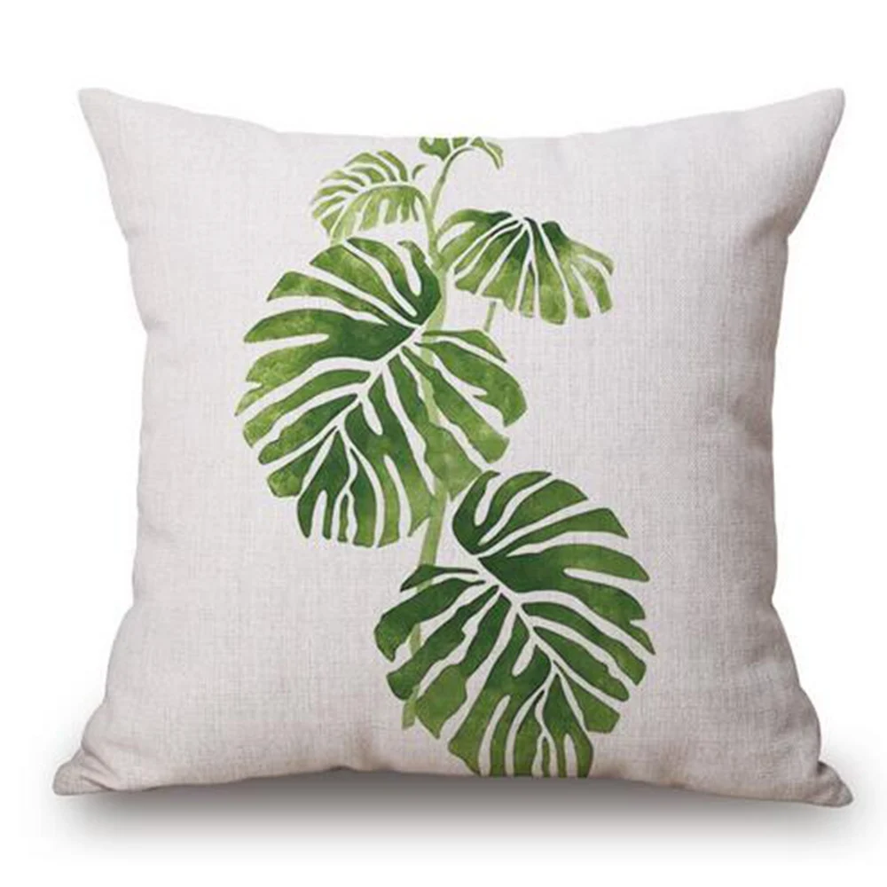 P flame Regenwoud Bladeren Afrika Linnen Tropische Planten Hibiscus Bloem Sierkussen чехол Stoel Sofa Kussenhoes almofada|almofada|almofada