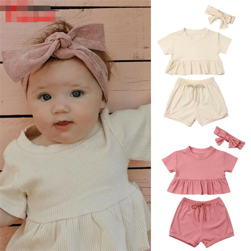 Короткие летние комплекты одежды для маленьких мальчиков и девочек Футболка с