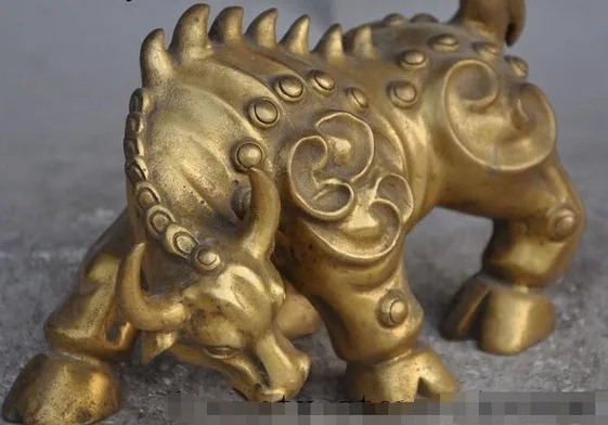 YM 308 счастливая фотография латунная статуя богатства ruyi Китайский Фэншуй bull oxen