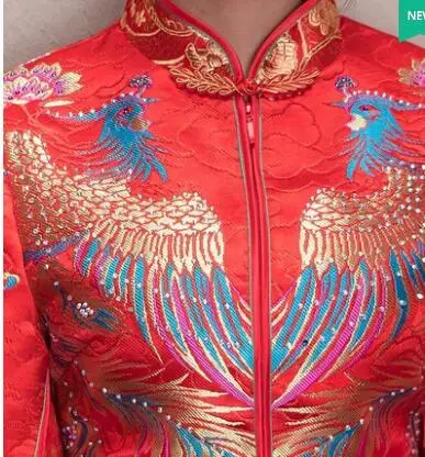 Двойное китайское традиционное платье Ципао с Фениксом для заграничной