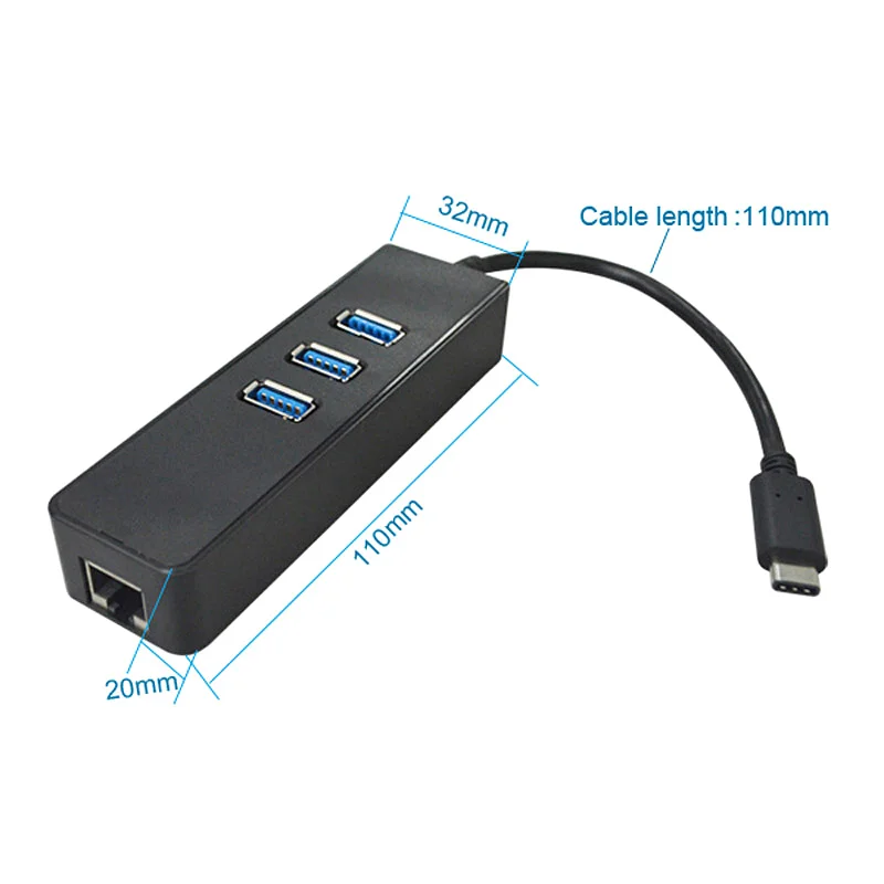 Effelon USB 3.1 Тип-C концентратора 3 Порты и разъёмы с RJ45 LAN Adapter Тип c 3.0 OTG сети Ethernet