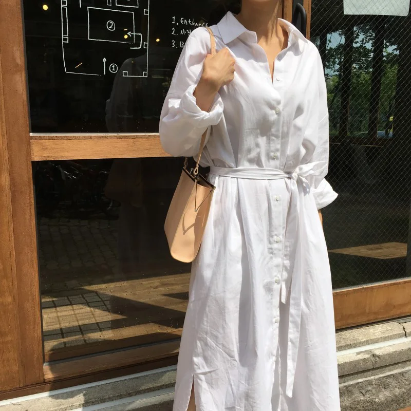 S XL лето и осень платье 2018 корейский шик стиль повседневное одноцветное цвет с