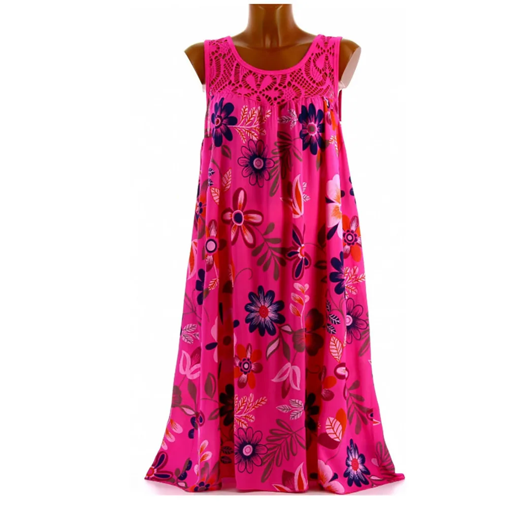 Новинка, Стильное женское платье Kleid, женское летнее платье Бохо без рукавов, кружевное платье с принтом, Abito da donna alla moda