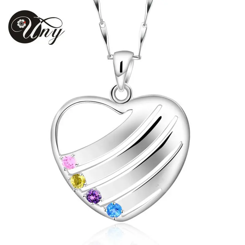 Uny Jewelry стерлингового серебра 925 пробы специальная индивидуальные выгравировать Семья Юбилей подарок на день матери сердце Цепочки и ожерелья подвеска
