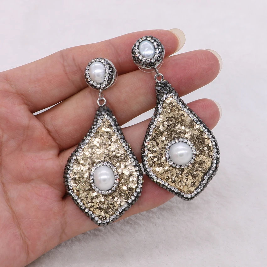 Fashion Bling bling petal shape earrings pay rhinestone&amp pearls jewelry Wholesale gift for lady 1500 | Украшения и аксессуары