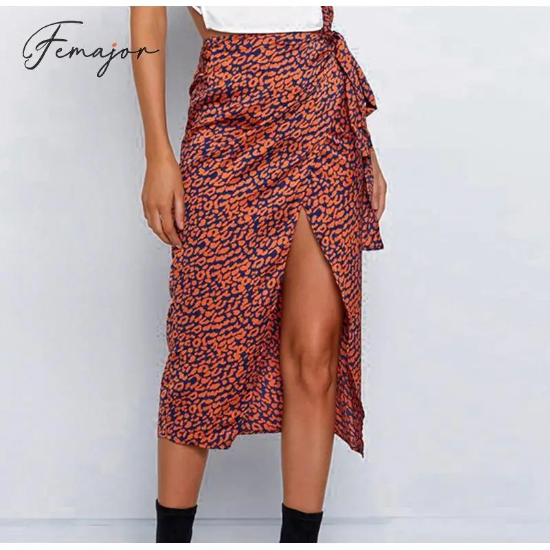 Женская модная сексуальная леопардовая юбка с запахом летняя Клубная Высокая