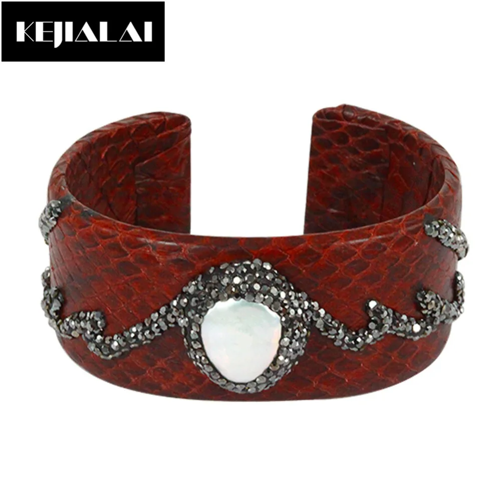 Высокое качество змеиной кожи питона браслеты и для женщин мужчин пресноводный