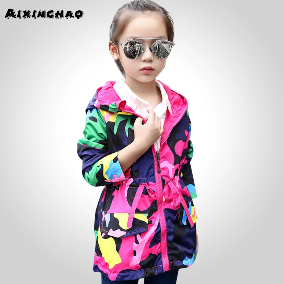 Jacket For Girls Camouflage Windbreaker Autumn Kids Waterproof Jackets Teen Clothes 6 8 10 12 13 14 Year | Детская одежда и обувь