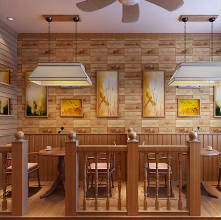 Современные модные 3D обои с дубовой текстурой рулон для ресторана и кофейни