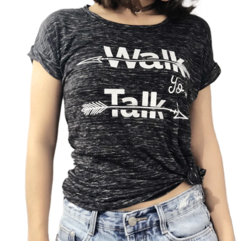 Женская футболка с короткими рукавами Walk your Talk повседневная забавным принтом для