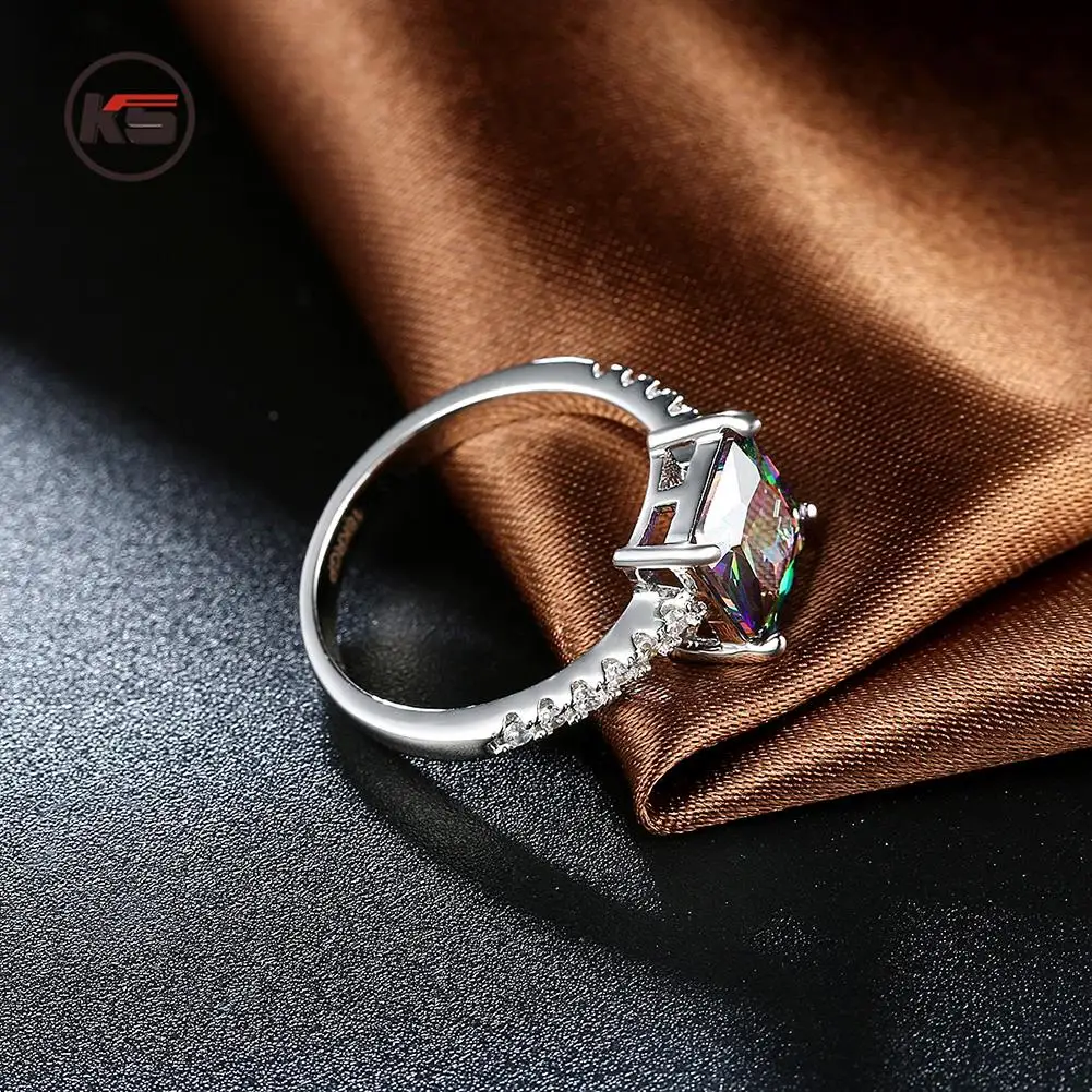 Мода Радуга Мистик камень и белый кубический цирконий Повседневная Белый Цвет