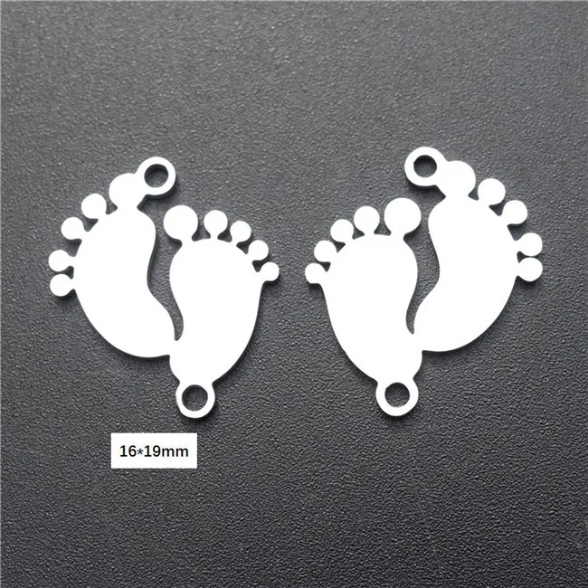 foots Соединители из нержавеющей стали, сглаза, Русалка, Дева Мэри, король, королева, Крыло ангела, любовник, подвески, DiyJewelry, поиск компонентов, 5 шт./лот - Цвет: foots