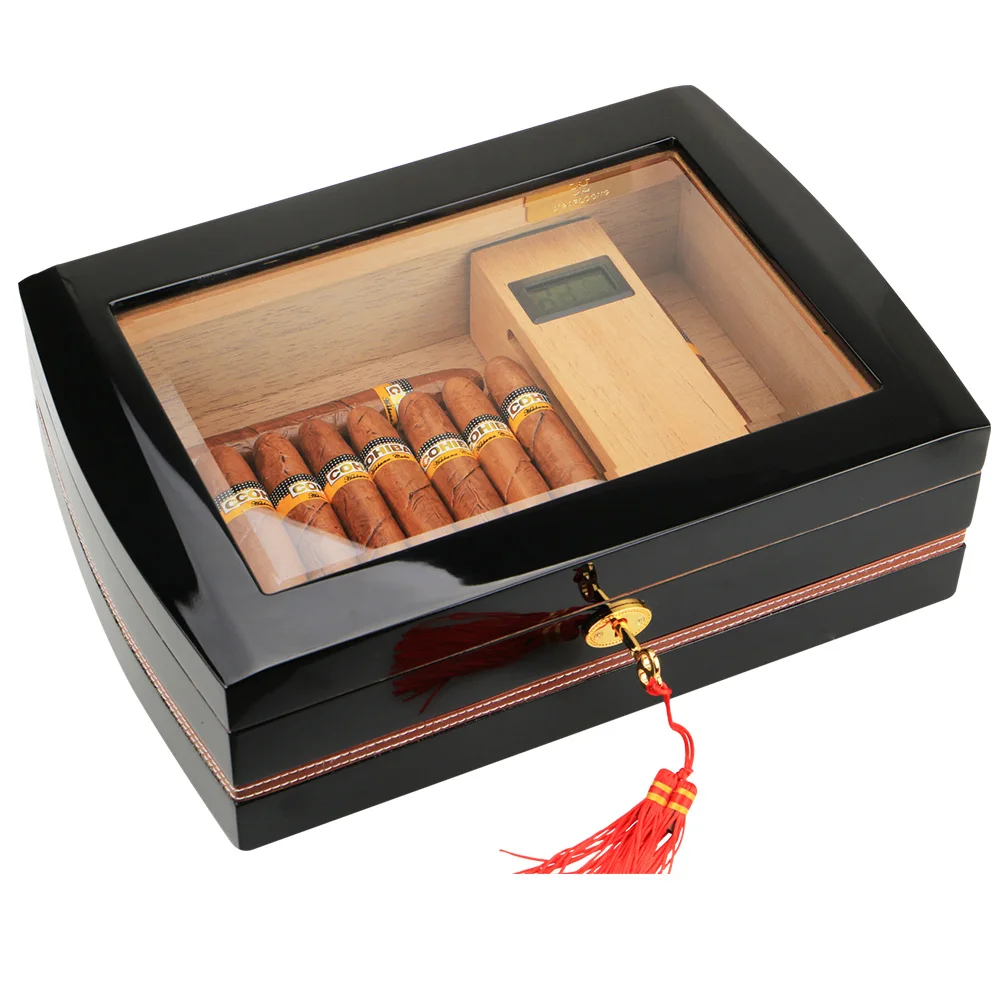 Коробка для сигар с прозрачным люком, большой вместительности, из кедрового дерева, гумидор HH-115.