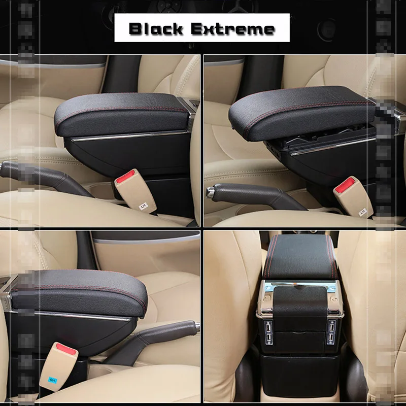 Black Extreme Кожаный Автомобильный подлокотник для ford ecosport - Название цвета: Black Extreme