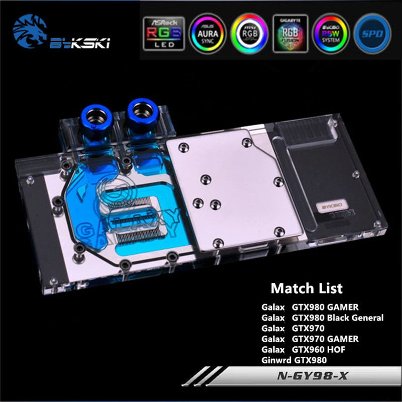 Bykski N-GY98-X полный охват GPU водный блок для GALAX Gainward GTX980 970 геймер видеокарта водяного охлаждения