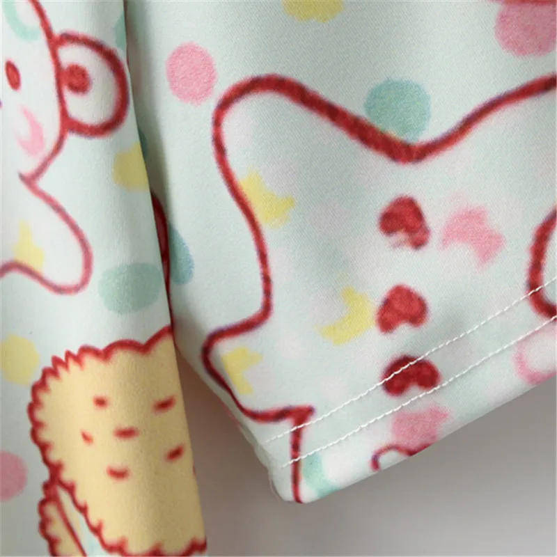 

New Summer Short Women T-shirt Kawaii Cookies Donuts Print Women's Shirts Casual Streetwear Round Neck Color Tops