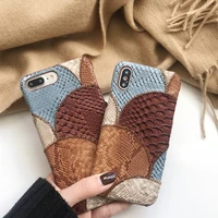 luxury snake skin combine colors case for iphone xr xs 6s 7 8 plus pu leather hard cover for iphone 11 12 pro max mini se 2020