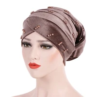 winter velvet hat women turban female beading cancer chemo beanie india hat muslim hats lady tail cap european rasta hats