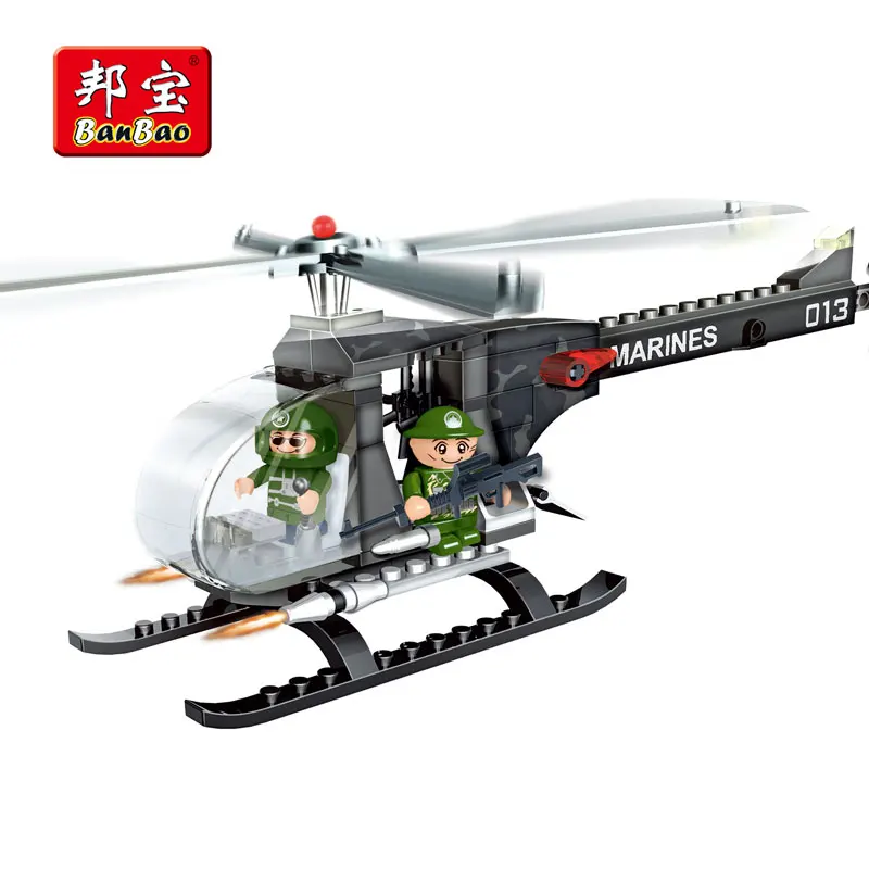 БанБао вертолет боец военная армия морские строительные блоки развивающие