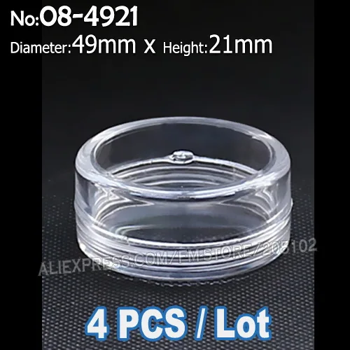 49x21mm 4pcs Прозрачная Круглая Коробка разных размеров, пластиковый чехол для органайзера, инструмент для рукоделия, аксессуары для украшения ногтей, бусины, камни, контейнер для рукоделия, хранение - Цвет: 49x21mm 4pcs