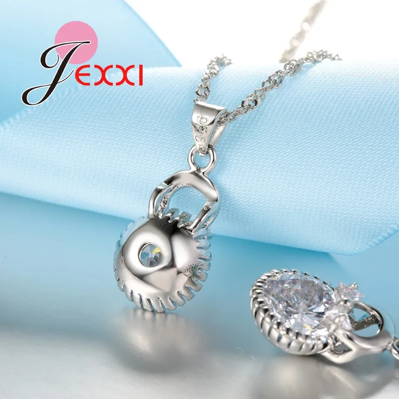 Brand Clock Fashion Necklace Earring 925 Sterling Silver Jewelry Set For Women Wedding Bridal Jewellery Sets | Украшения и
