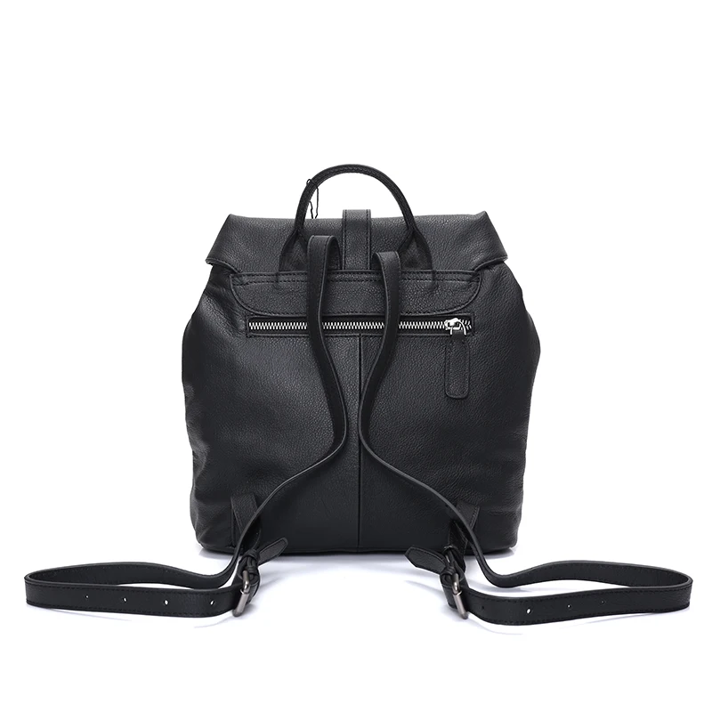 Женский рюкзак из 100% натуральной кожи черный школьный в Корейском стиле рюкзаки