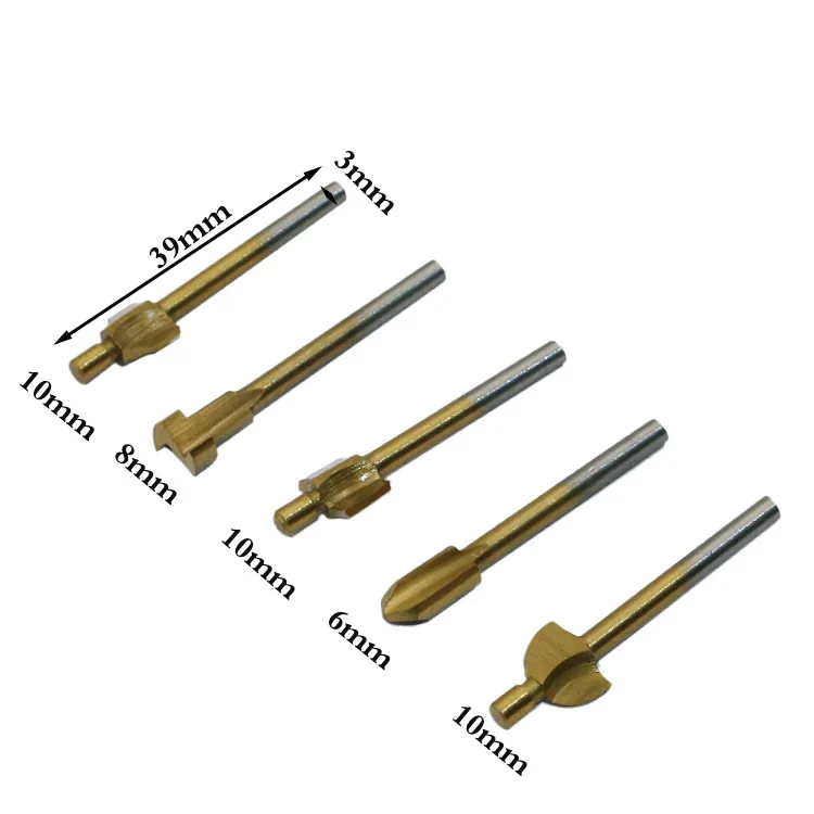 10 шт. титановые мини фасонные фрезы HSS триммер хвостовик Dremel 1/8 &quot3 мм для Wookworking