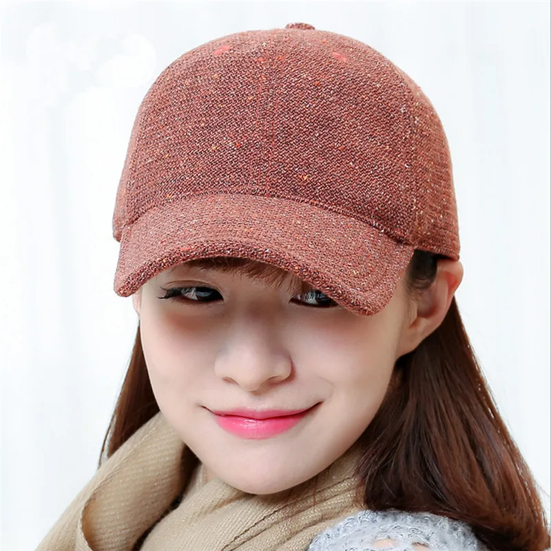 

New arrival woman solid color baseball cap autumn-winter snapback warm cotton hat ladies adjustable outdoor baseball cap