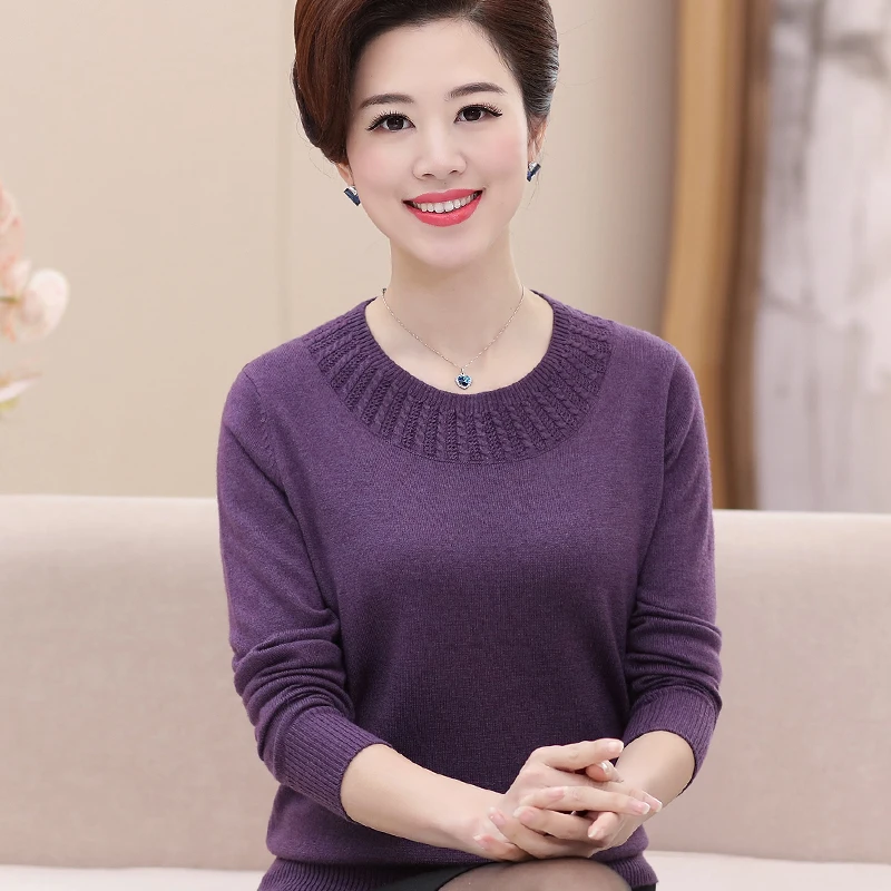

Middle aged women autumn winter bottoming sweater 40 year old 50 fat mother 2020 new autumn dress short sweater