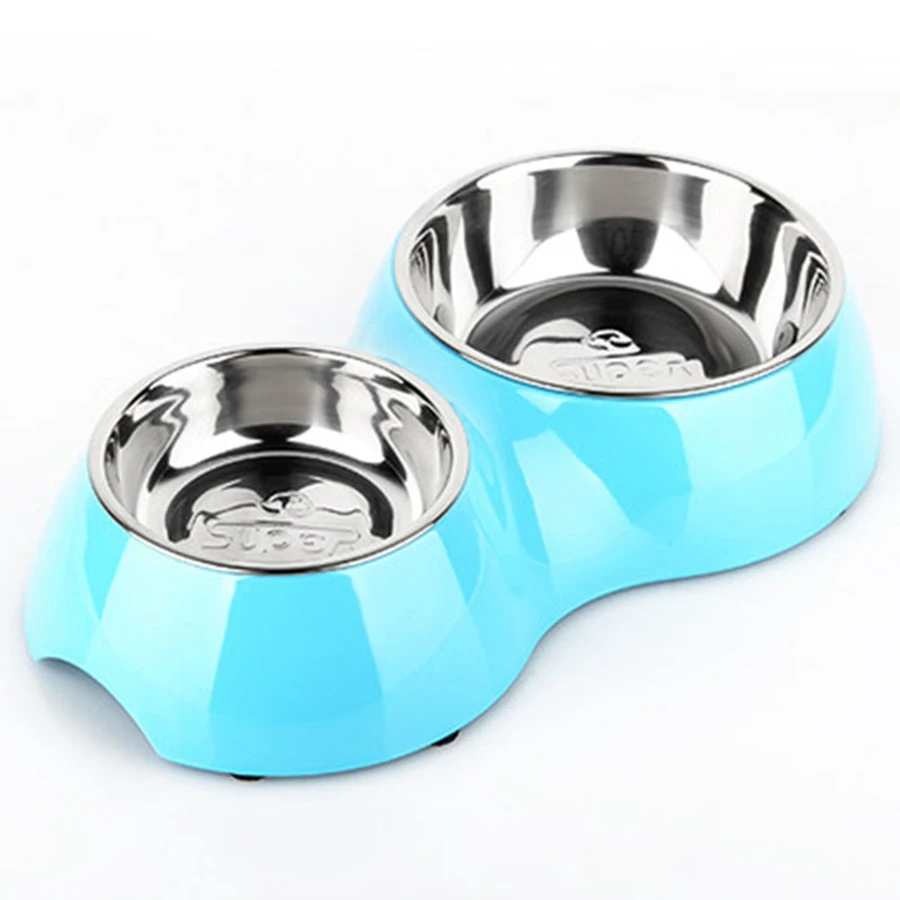 Large Dog Bowl Stainless Steel Water Bottle Food Container Bebedouro Pet Double Feeding Plato Perro Acero Products 70N0569 | Дом и сад
