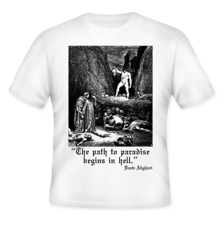 DANTE ALIGHIERI INFERNO-новая белая хлопковая футболка | Мужская одежда
