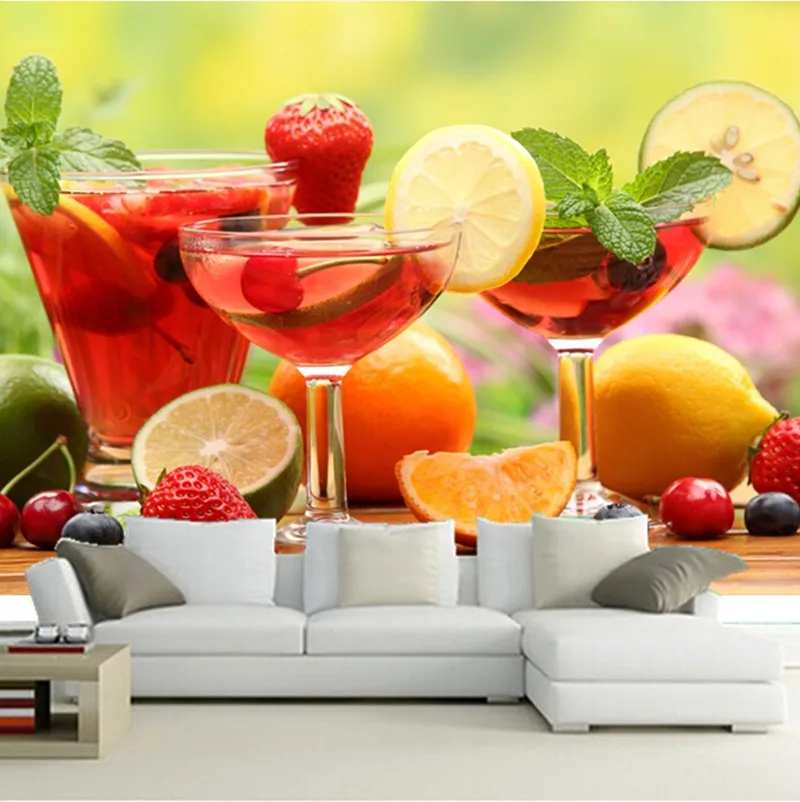 3D фрески на заказ все виды свежих и вкусных коктейлей с фруктами Настенные обои