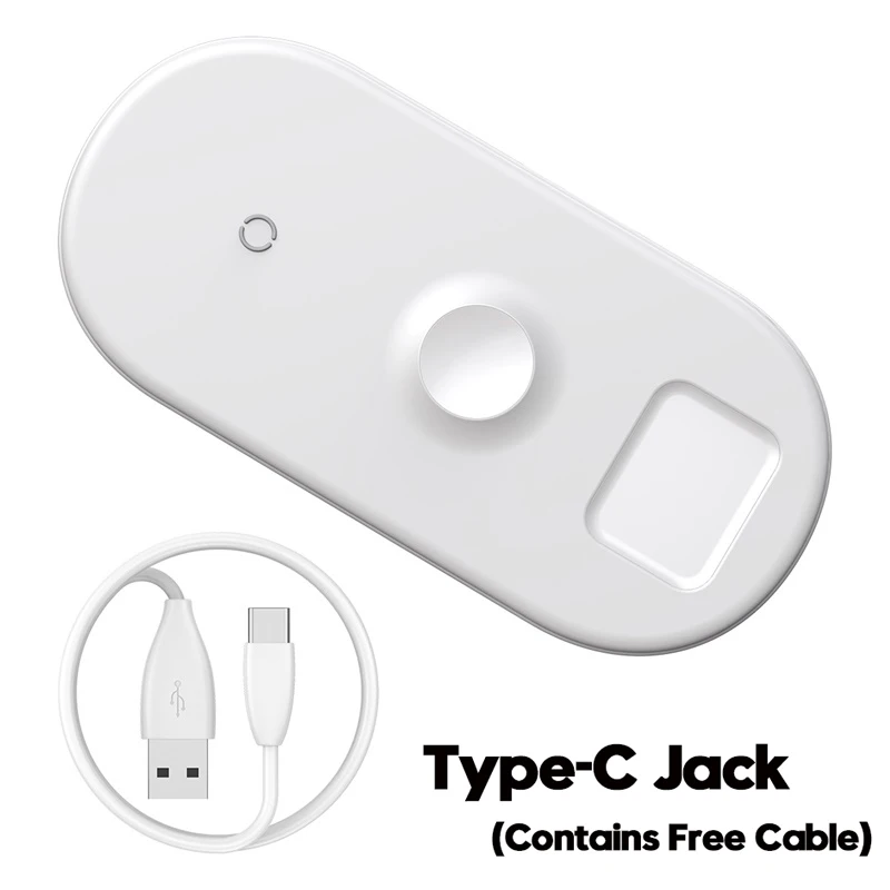 white Baseus 3 в 1 Qi Беспроводное зарядное устройство для Airpods Apple Watch 4 3 2 1 iWatch быстрая Беспроводная зарядная подставка для iPhone Xs Max X samsung - Тип штекера: white