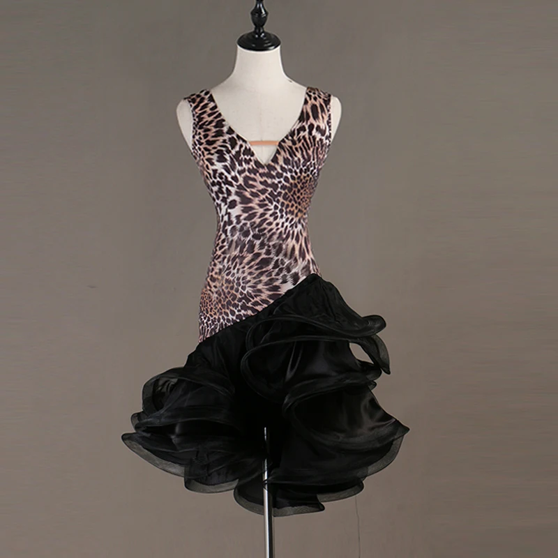 Beauty Leopard Latin Dance Dresses For Ladies High Quality Fabric Woman Feminine Professional Ballroom Nice Garment S-2XL DL3932 |