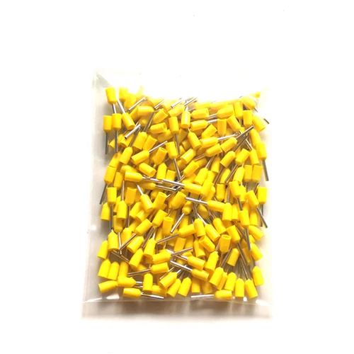 yellow 1000 шт./лот, трубчатые наконечники шнура, электрические обжимные клеммы, разъем провода E0508~ E6012, кабельные наконечники VE 22~ 10AWG - Цвет: yellow
